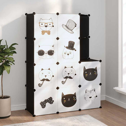 vidaXL Cube Storage Cabinet for Kids with 10 Cubes Black PP 1