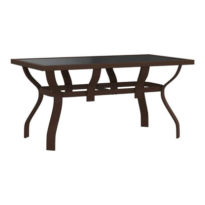 Garden Table Steel and Glass Brown and black 140 cm 70 cm