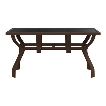 Garden Table Steel and Glass Brown and black 140 cm 70 cm