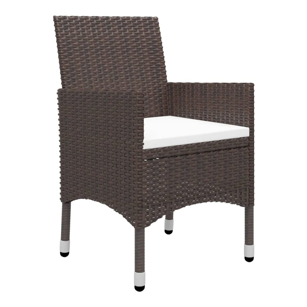 5 Piece Garden Dining Set with Cushions Brown 88 cm table length