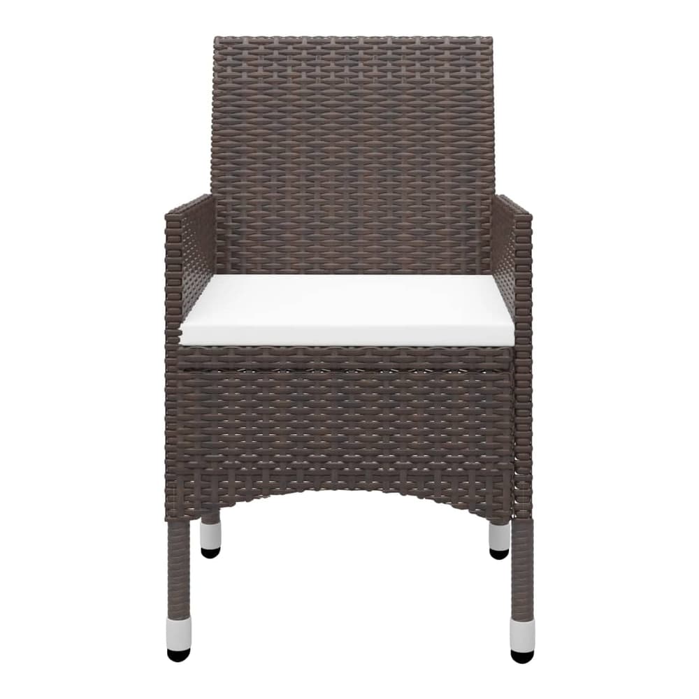 5 Piece Garden Dining Set with Cushions Brown 88 cm table length