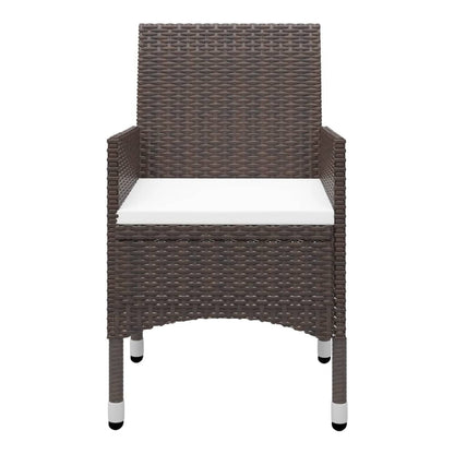5 Piece Garden Dining Set with Cushions Brown 88 cm table length