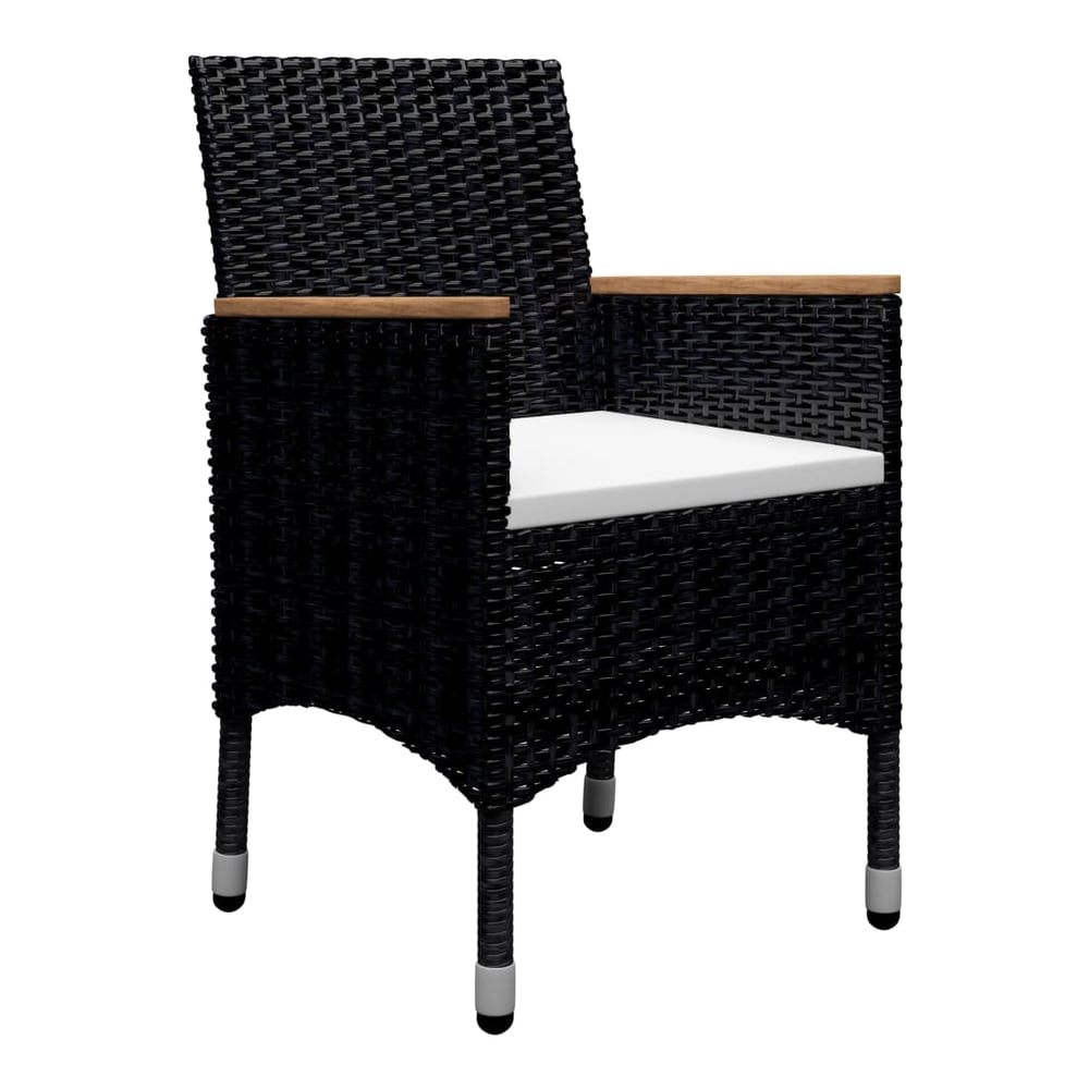 9 Piece Garden Dining Set Poly Rattan and Tempered Glass Black
