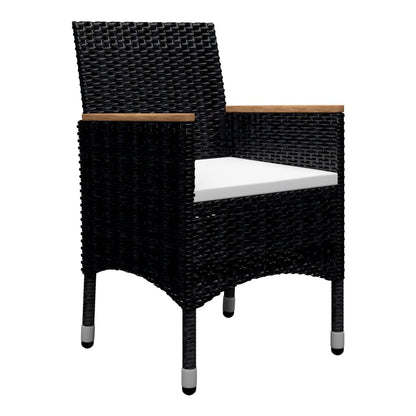 9 Piece Garden Dining Set Poly Rattan and Tempered Glass Black
