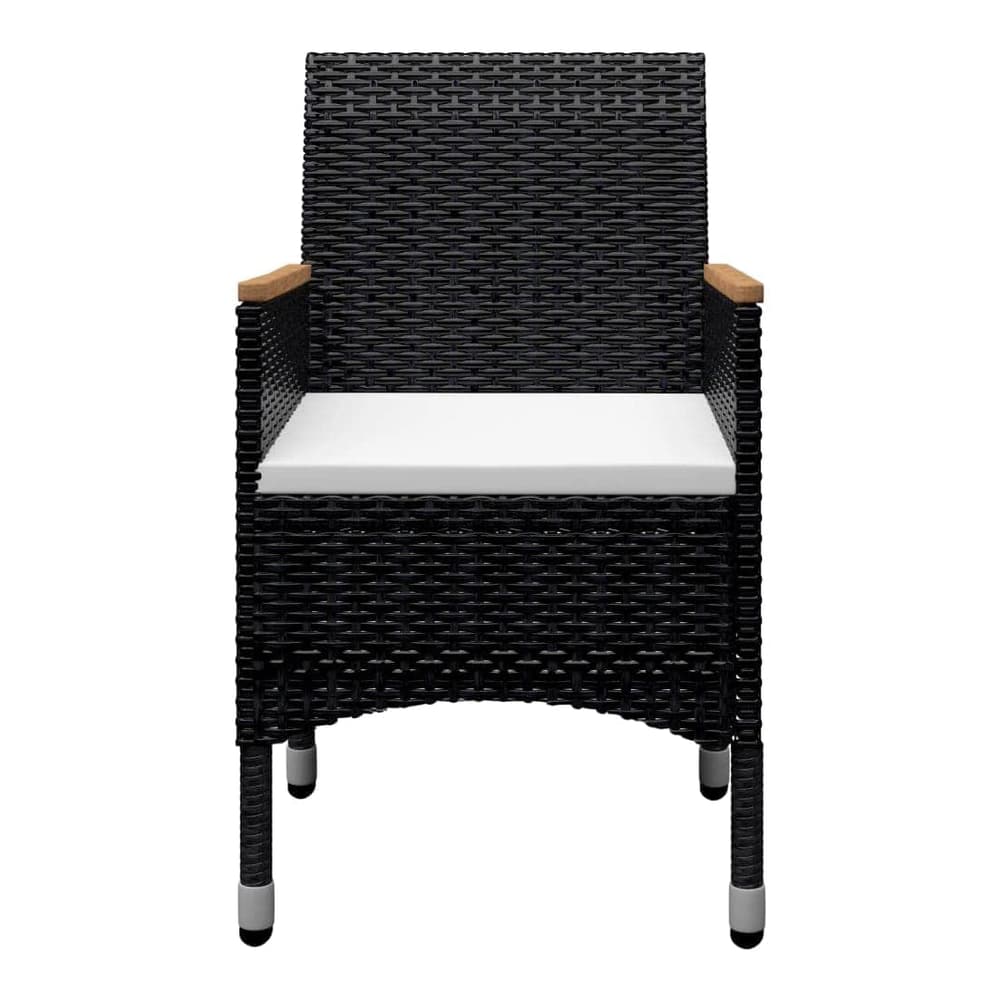 9 Piece Garden Dining Set Poly Rattan and Tempered Glass Black