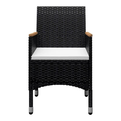 9 Piece Garden Dining Set Poly Rattan and Tempered Glass Black
