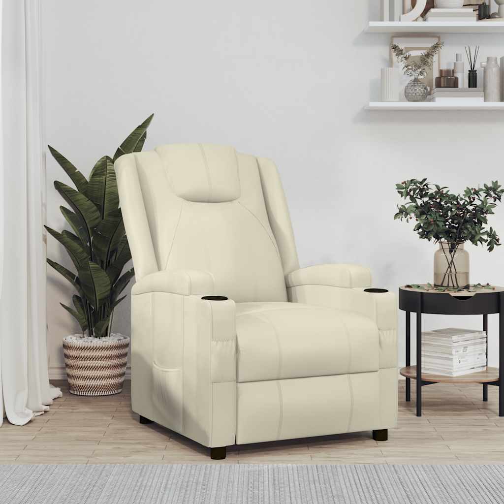Recliner Chair Faux Leather cream