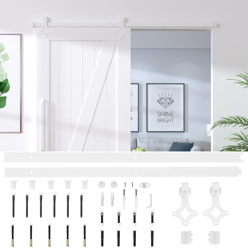 vidaXL Sliding Door Hardware Kit 200 cm Steel White 6