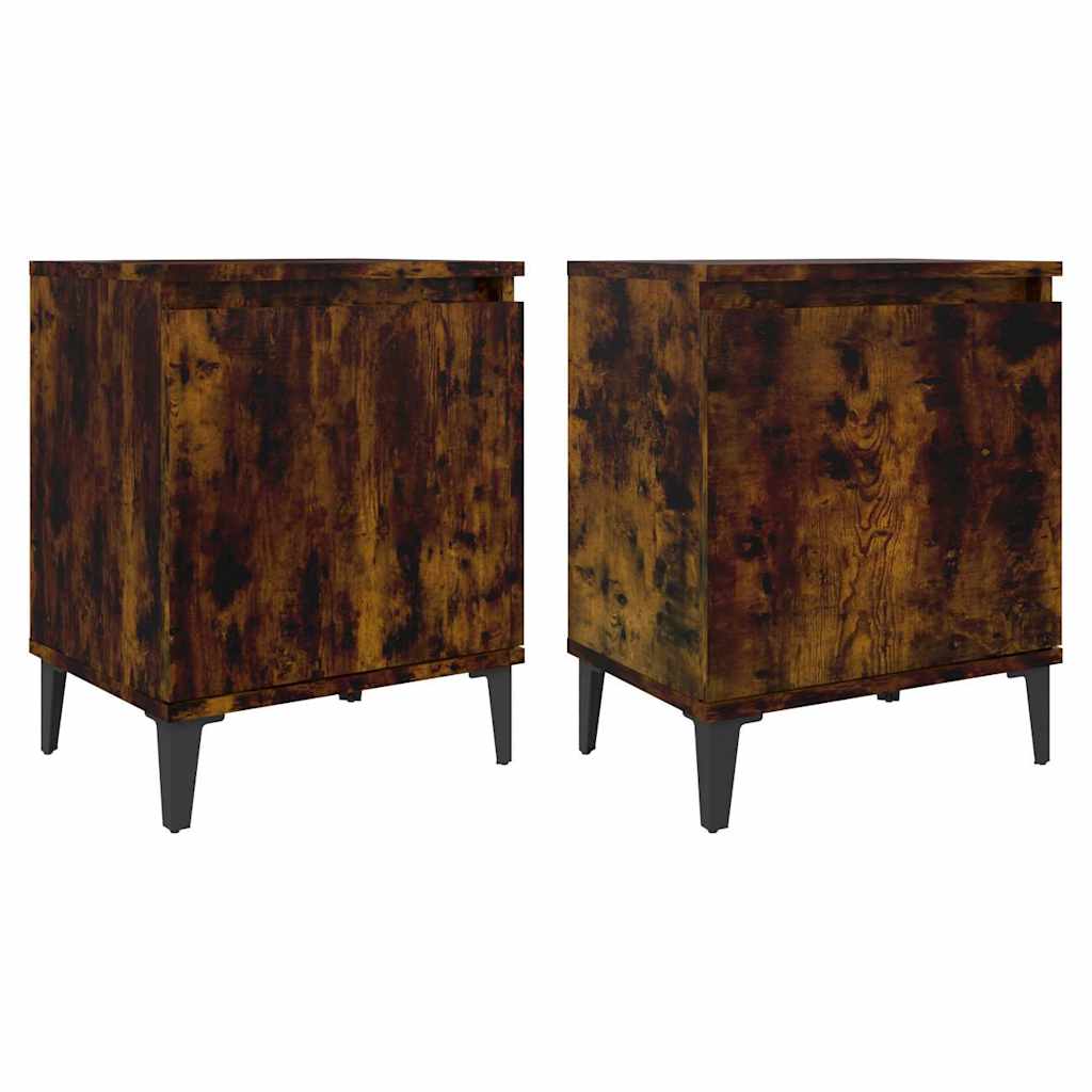 vidaXL Bed Cabinets with Metal Legs Smoked Oak 40x30x50 cm 2