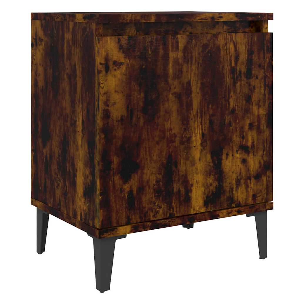 vidaXL Bed Cabinets with Metal Legs Smoked Oak 40x30x50 cm 4