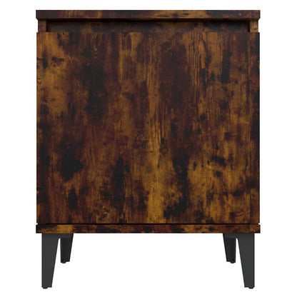 vidaXL Bed Cabinets with Metal Legs Smoked Oak 40x30x50 cm 5
