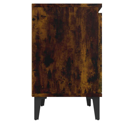 vidaXL Bed Cabinets with Metal Legs Smoked Oak 40x30x50 cm 6