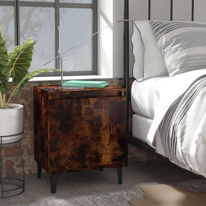 vidaXL Bed Cabinets with Metal Legs Smoked Oak 40x30x50 cm 1