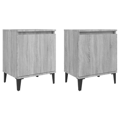 vidaXL Bed Cabinets with Metal Legs Grey Sonoma 40x30x50 cm 2