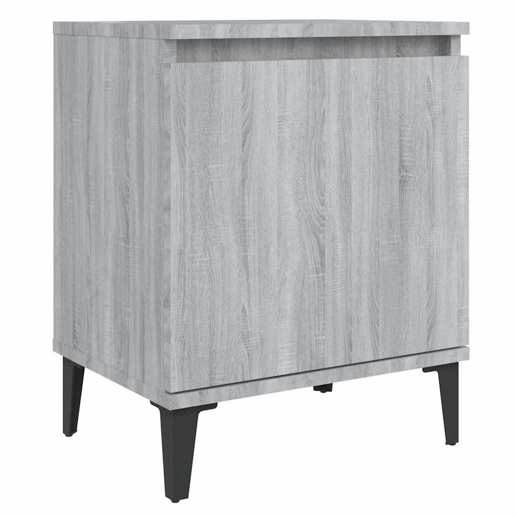 vidaXL Bed Cabinets with Metal Legs Grey Sonoma 40x30x50 cm 4