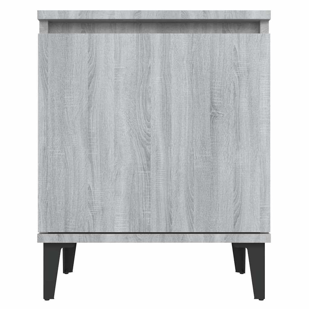 vidaXL Bed Cabinets with Metal Legs Grey Sonoma 40x30x50 cm 5