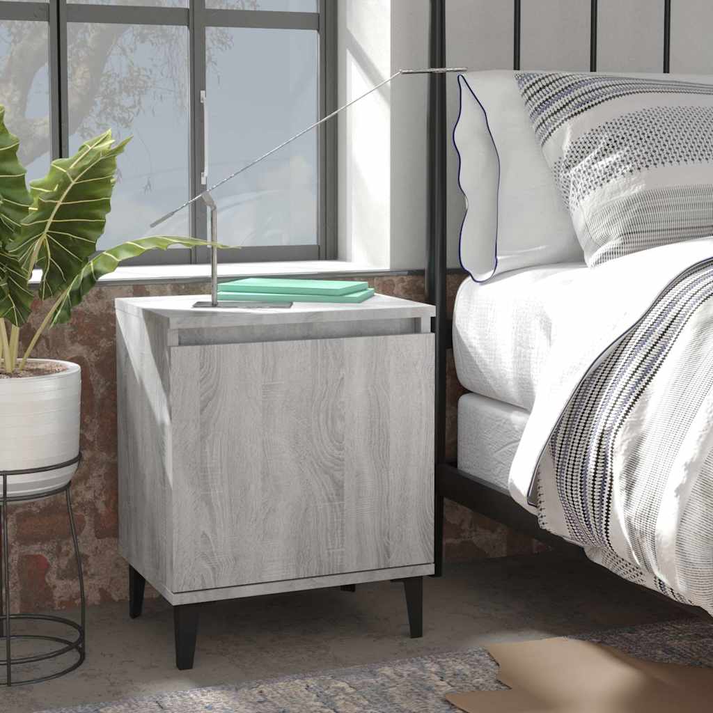 vidaXL Bed Cabinets with Metal Legs Grey Sonoma 40x30x50 cm 1