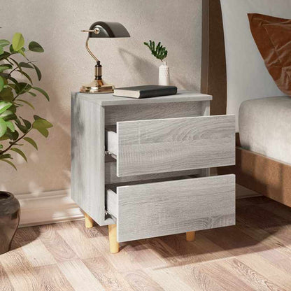 Bed Cabinet with Solid Pinewood Legs 40x35x50 cm Grey sonoma 2
