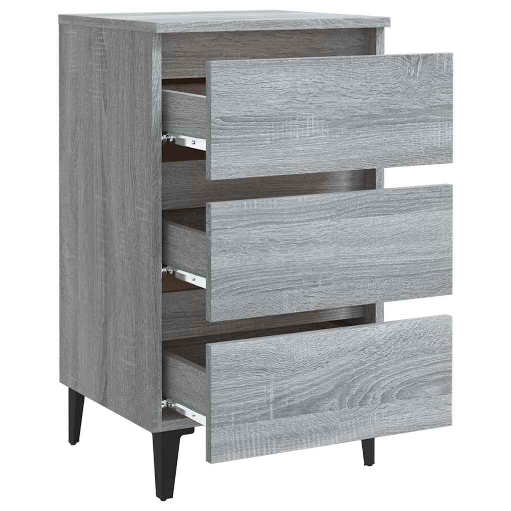 813142 vidaXL Bed Cabinet with Metal Legs Grey Sonoma 40x35x69 cm 5