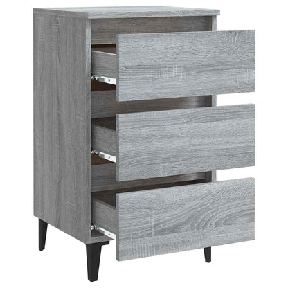 813142 vidaXL Bed Cabinet with Metal Legs Grey Sonoma 40x35x69 cm 5