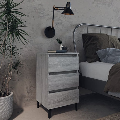 813142 vidaXL Bed Cabinet with Metal Legs Grey Sonoma 40x35x69 cm 1