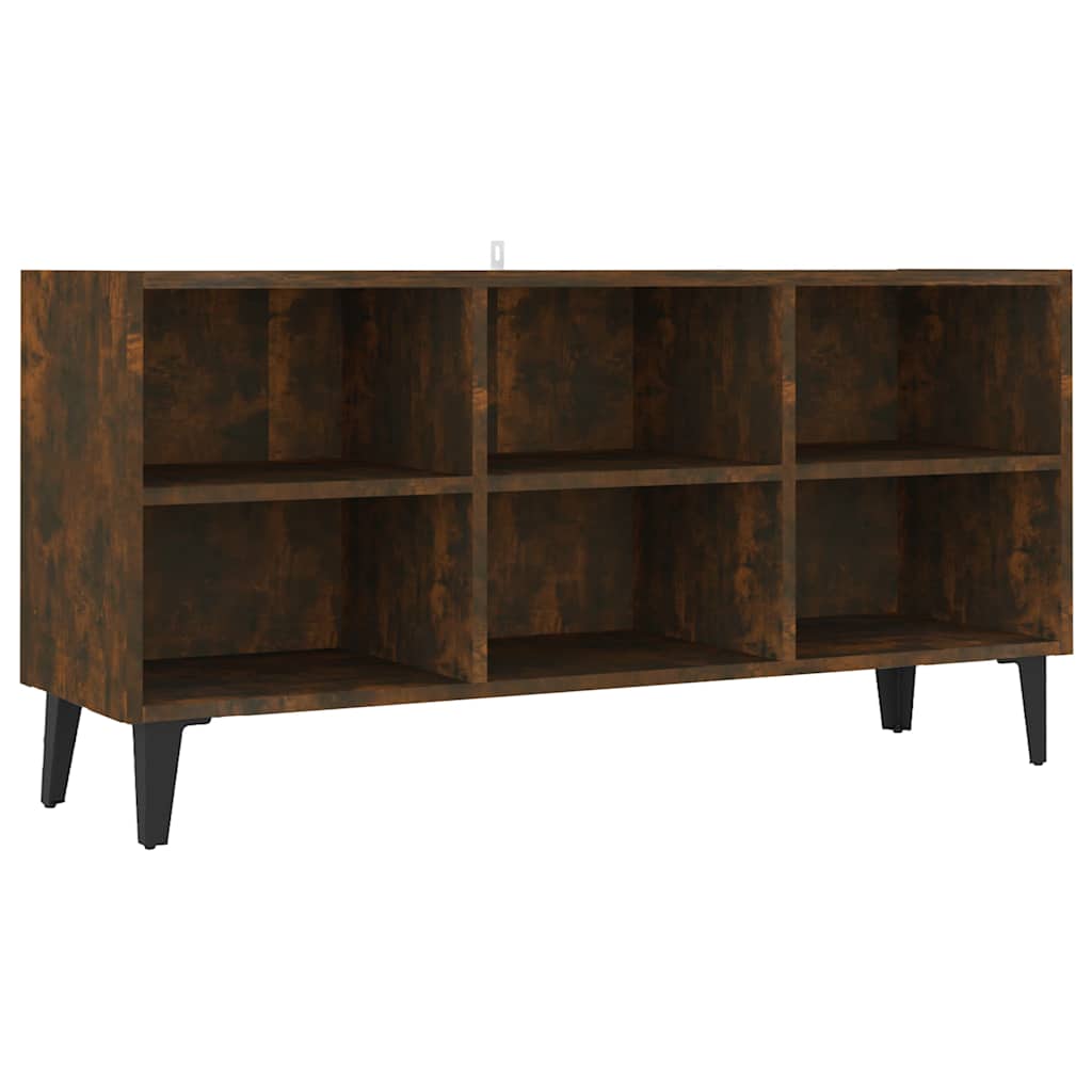 vidaXL TV Cabinet with Metal Legs Smoked Oak 103.5x30x50 cm 2