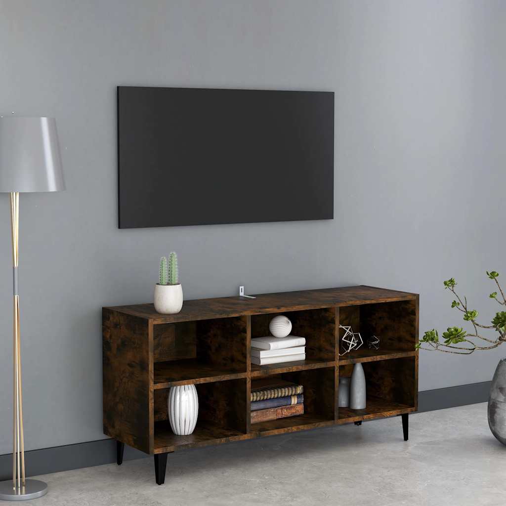 vidaXL TV Cabinet with Metal Legs Smoked Oak 103.5x30x50 cm 1