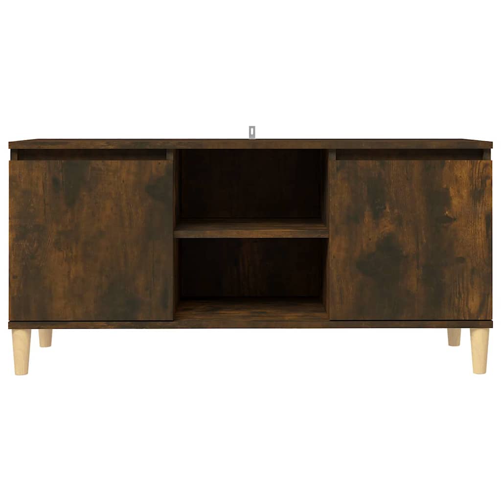 vidaXL TV Cabinet | Smoked Oak | Engineered Wood, Solid Eucalyptus Wood | Medium 3