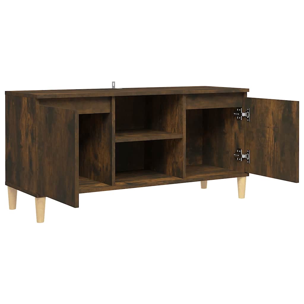 vidaXL TV Cabinet | Smoked Oak | Engineered Wood, Solid Eucalyptus Wood | Medium 4