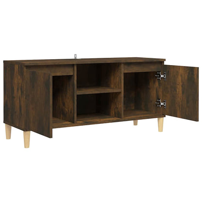 vidaXL TV Cabinet | Smoked Oak | Engineered Wood, Solid Eucalyptus Wood | Medium 4