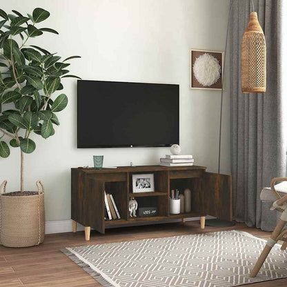 vidaXL TV Cabinet | Smoked Oak | Engineered Wood, Solid Eucalyptus Wood | Medium 6
