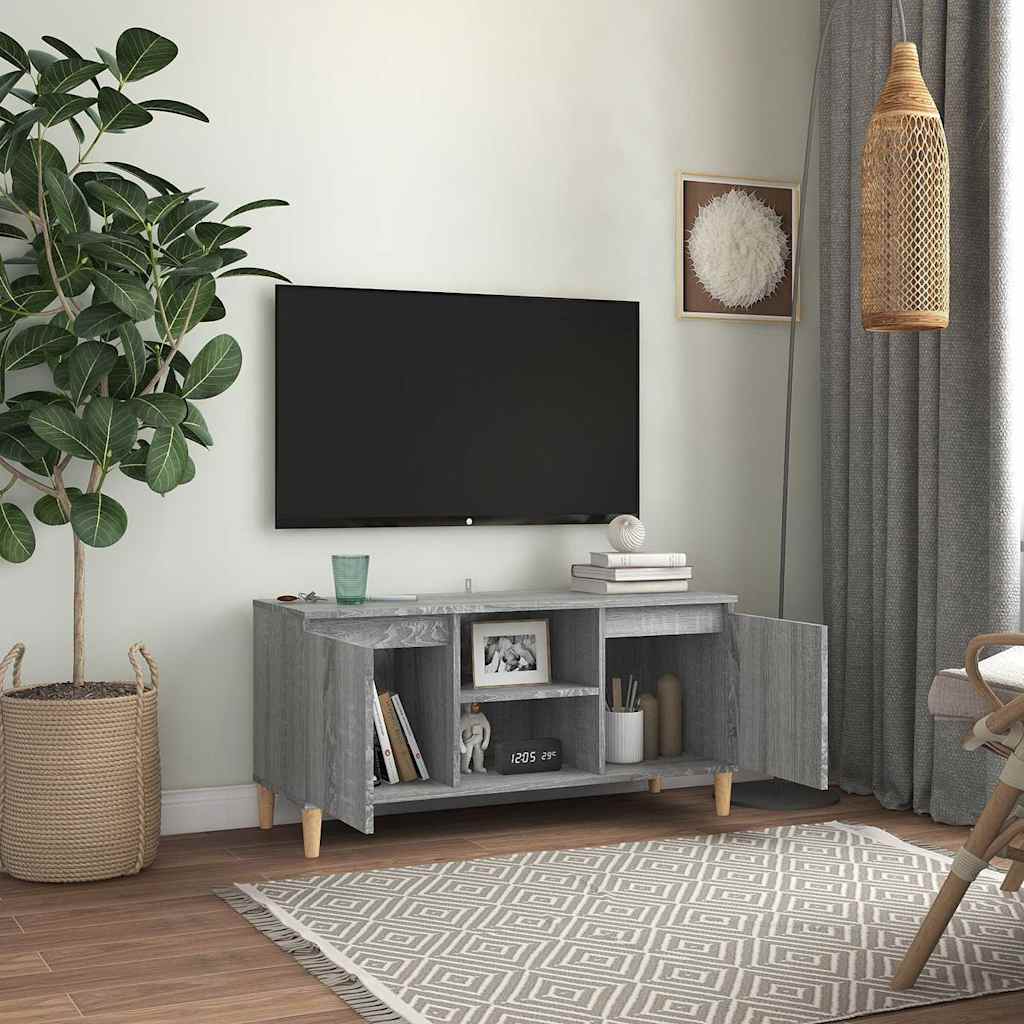 TV Cabinet with Solid Wood Legs 103,5x35x50 cm Grey sonoma