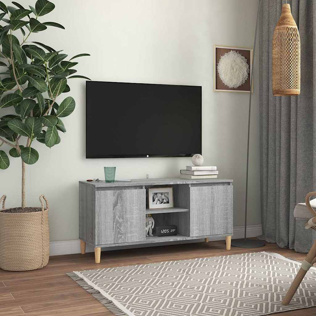 TV Cabinet with Solid Wood Legs 103,5x35x50 cm Grey sonoma
