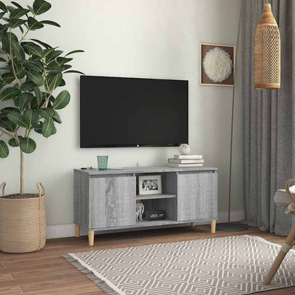 TV Cabinet with Solid Wood Legs 103,5x35x50 cm Grey sonoma