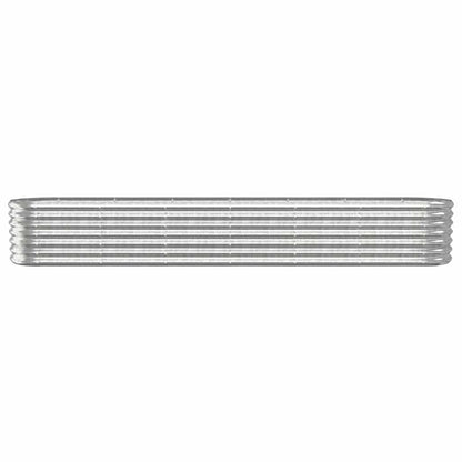 vidaXL Garden Raised Bed | Silver | Powder-coated steel | Large | Durable 3