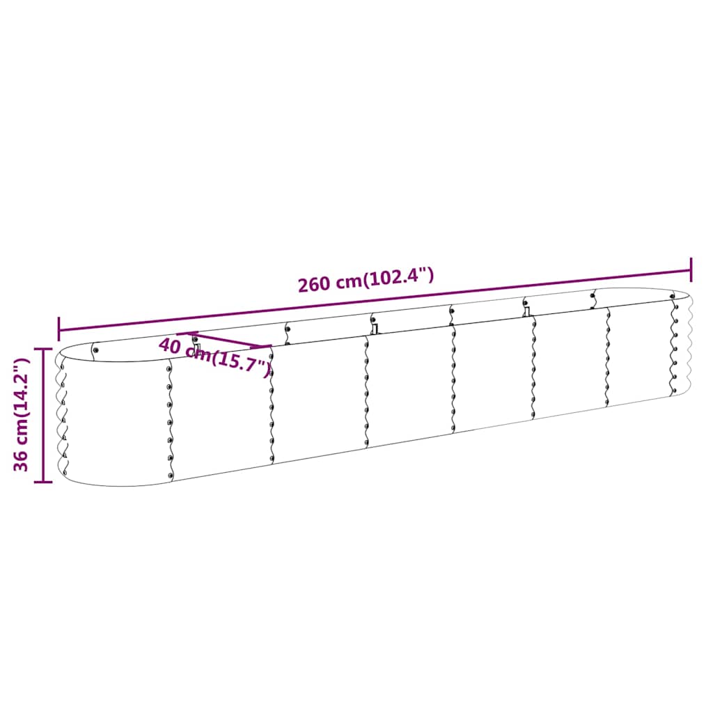 vidaXL Garden Raised Bed | Silver | Powder-coated steel | Large | Durable 6