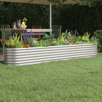 vidaXL Garden Raised Bed | Silver | Powder-coated steel | Large | Durable 1
