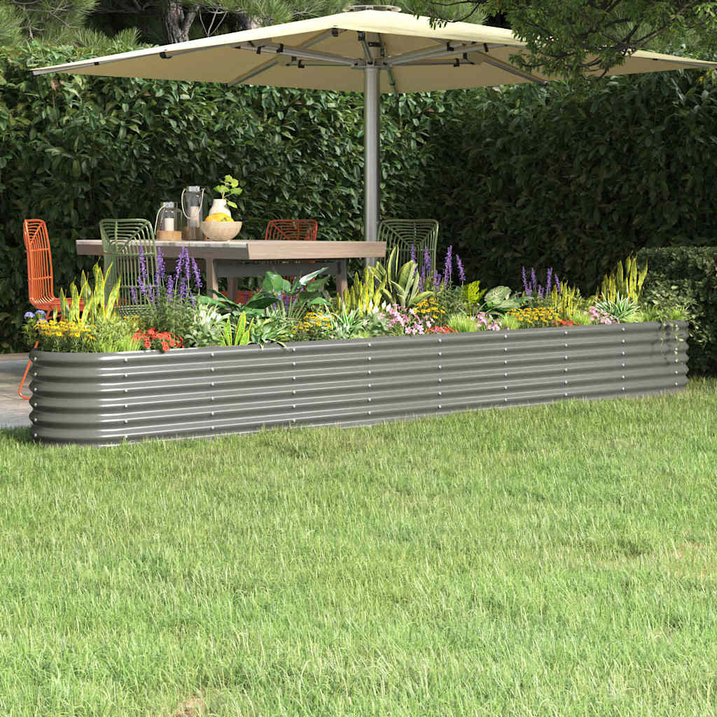 vidaXL Garden Raised Bed | Grey | Powder-coated steel | Large 1