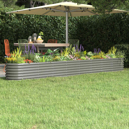 vidaXL Garden Raised Bed | Grey | Powder-coated steel | Large 1