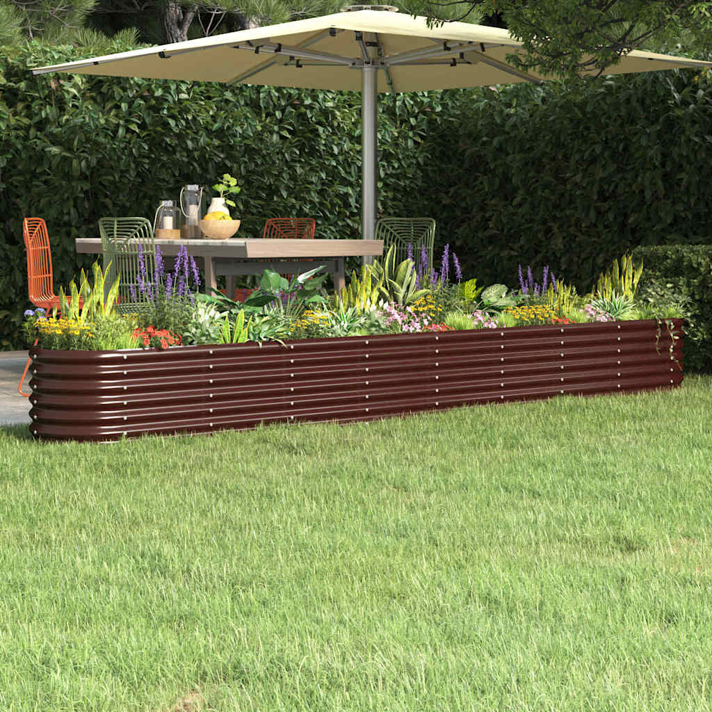 vidaXL Garden Raised Bed Galvanised Steel 332x40x36 cm Brown 1