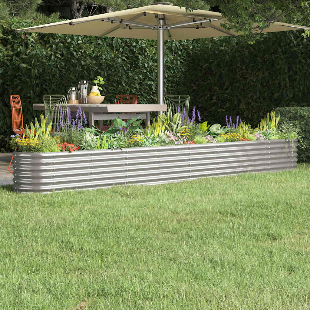 vidaXL Garden Raised Bed | Silver | Powder-coated steel | Large |  Durable 1
