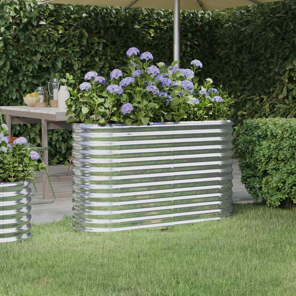 vidaXL Garden Raised Bed | Silver | Powder-coated steel | Large |  Durable 1