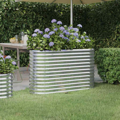 vidaXL Garden Raised Bed | Silver | Powder-coated steel | Large |  Durable 1