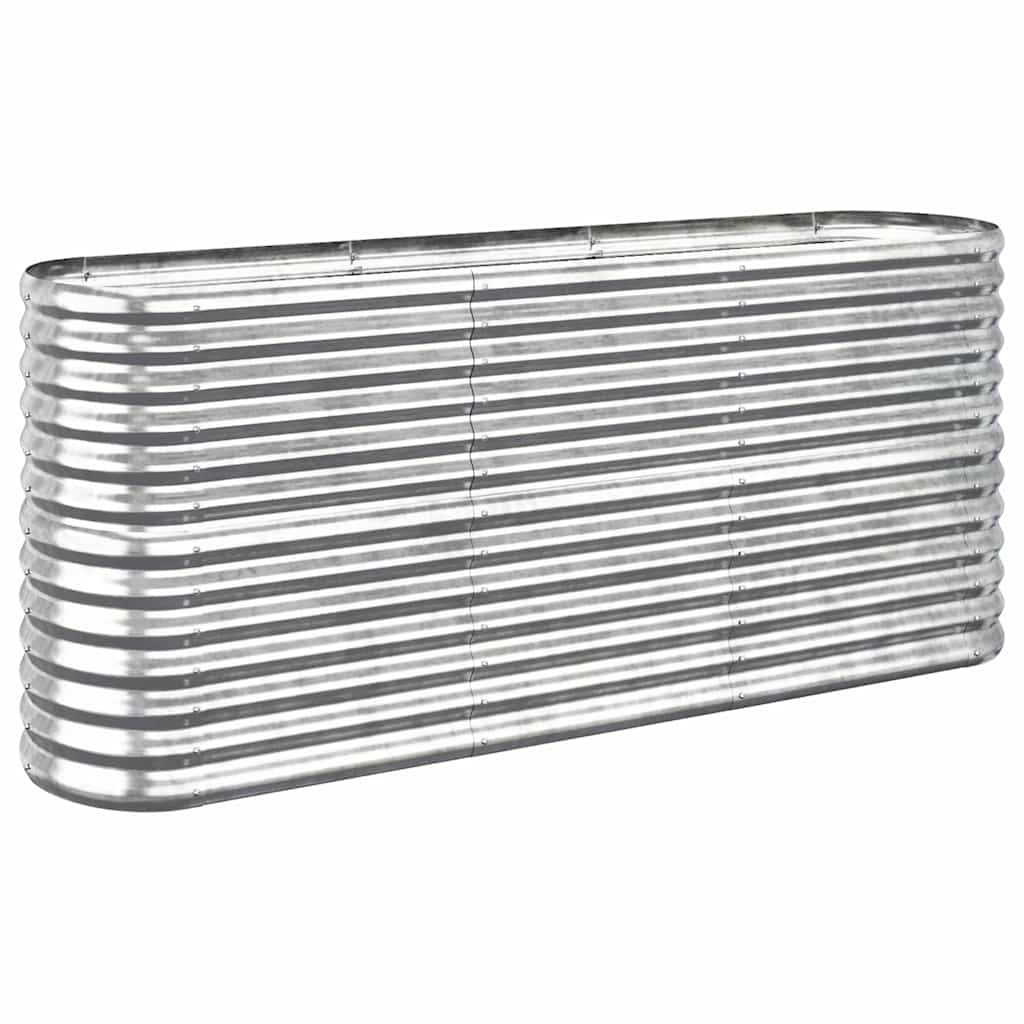 vidaXL Garden Raised Bed | Silver | Powder-coated steel | Large | Durable 2