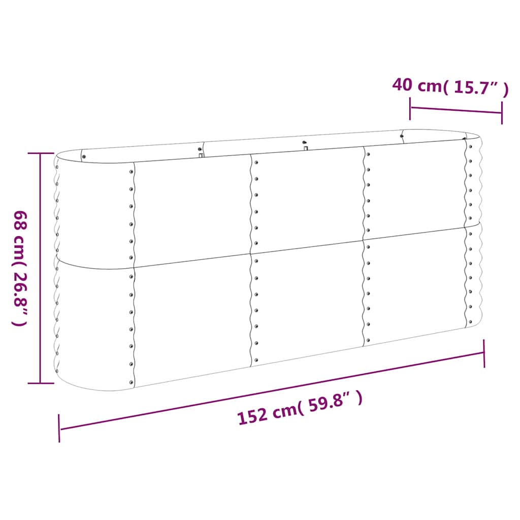 vidaXL Garden Raised Bed | Silver | Powder-coated steel | Large | Durable 6