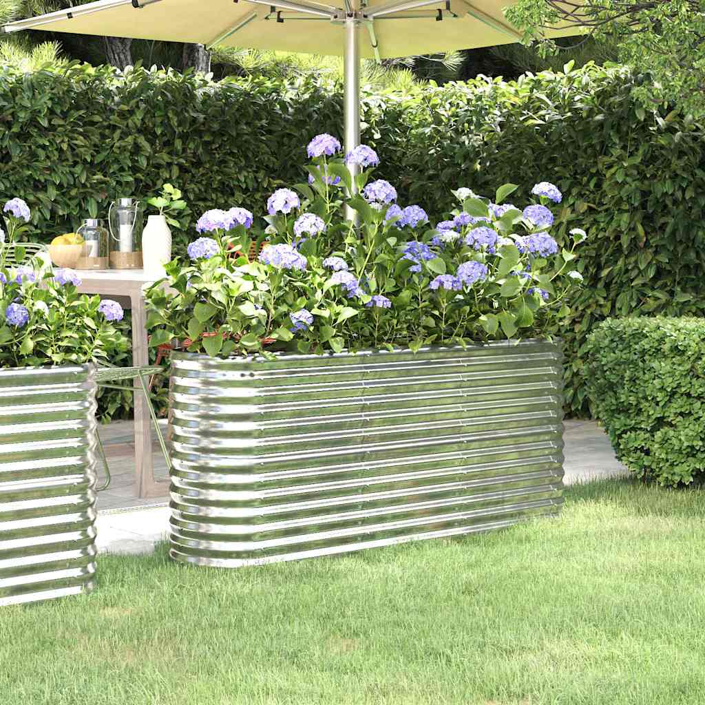 vidaXL Garden Raised Bed | Silver | Powder-coated steel | Large | Durable 1
