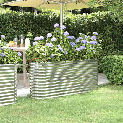 vidaXL Garden Raised Bed | Silver | Powder-coated steel | Large | Durable 1
