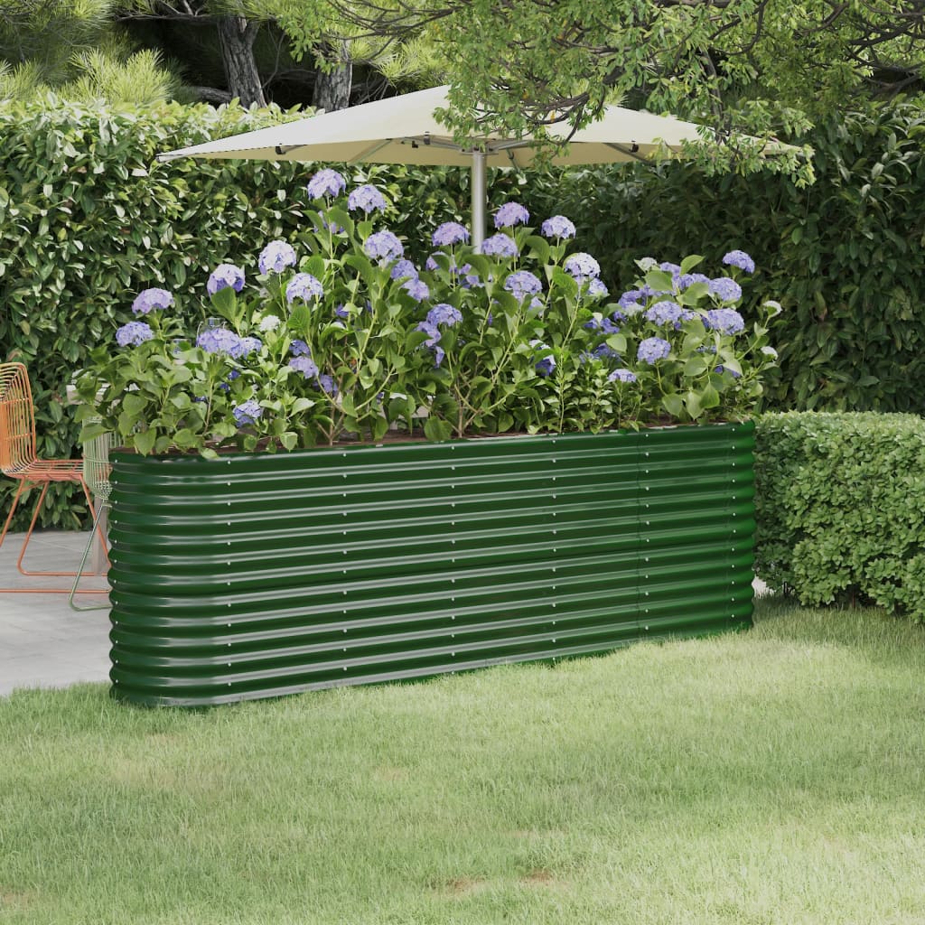 vidaXL Garden Raised Bed | Green | Powder-coated steel | Large | Durable 1