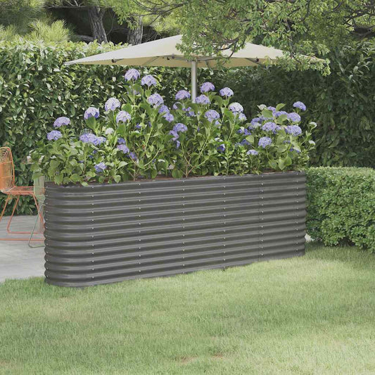 Garden Raised Bed Galvanised Steel Height 68 cm Grey 224 cm