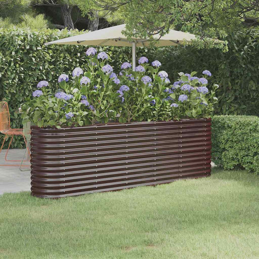 Garden Raised Bed Galvanised Steel Height 68 cm Brown 224 cm